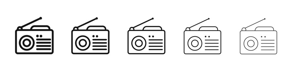 radio icon vector outline set illustration sign