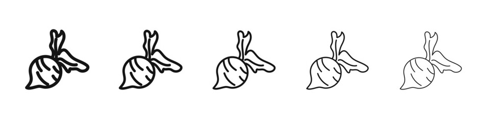 radish icon vector outline set illustration sign