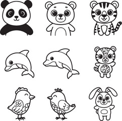 Fototapeta premium Set of funny animals
