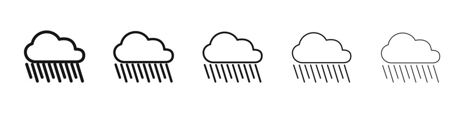 Rain icon vector outline set illustration sign