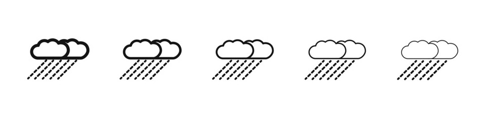 Rain icon vector outline set illustration sign