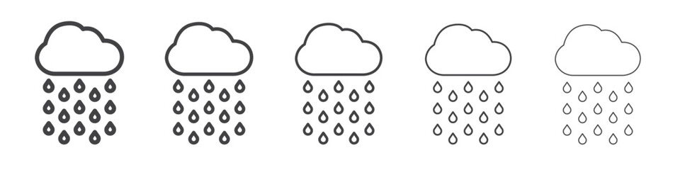 Rain icon vector outline set illustration sign