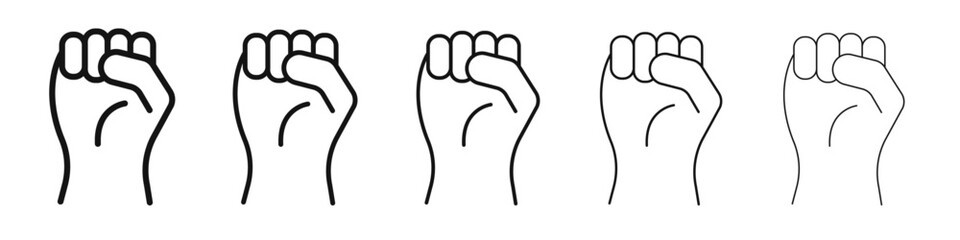 raised fists icon vector outline set illustration sign