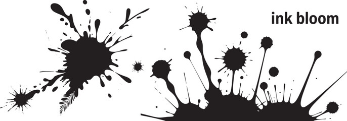 Ink & Paint Splatter Vector Set – Black Artistic Splashes on White Background

