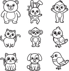 Fototapeta premium Set of funny cartoon animals