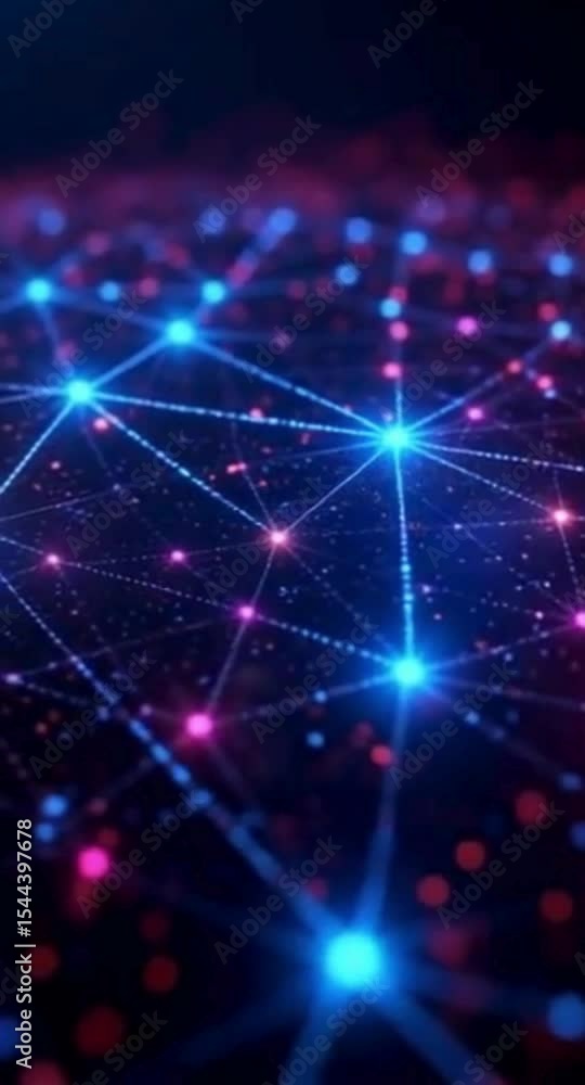 Poster abstract digital network with glowing nodes and connections for technology backgrounds