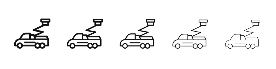 rescue truck basket icon vector outline set illustration sign