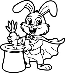 Superhero Rabbit Cartoon Icon with Carrot