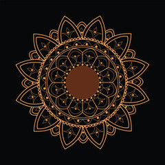 Naklejka premium Elegant gold mandala design on black background