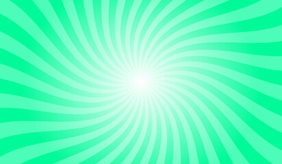 Fototapeta premium Abstract medium sea green background with rays retro starburst. Spiral radial striped backdrop design. Sunbeam swirl light retro design. Vintage sunrays swirl sun beam pattern.