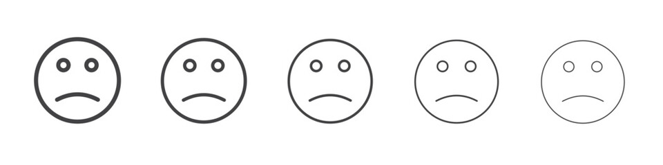 Sad icon vector outline set illustration sign
