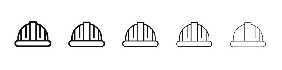 Safety helmet icon vector outline set illustration sign