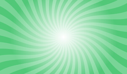 Fototapeta premium Abstract paris green background with rays retro starburst. Spiral radial striped backdrop design. Sunbeam swirl light retro design. Vintage sunrays swirl sun beam pattern.
