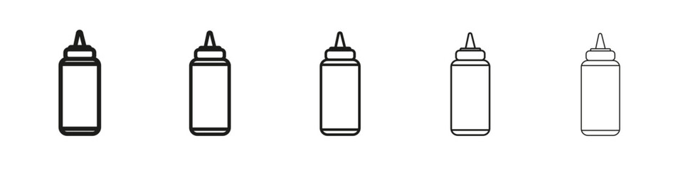 Sauce bottles icon vector outline set illustration sign