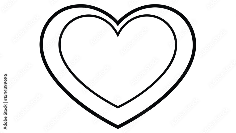 Poster simple outline of a heart with a double border on a white background in a vector graphic file