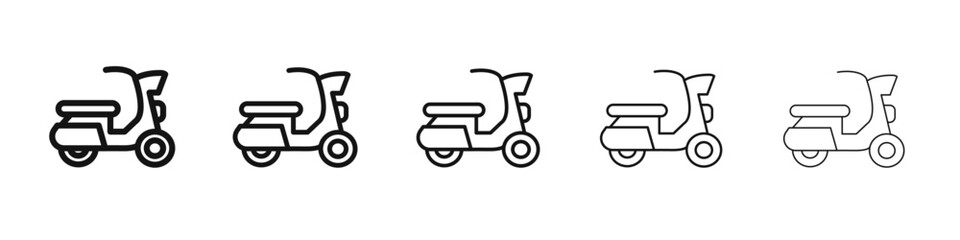 Scooter icon vector outline set illustration sign
