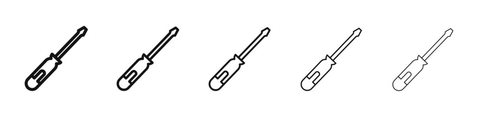 Screwdrive icon vector outline set illustration sign