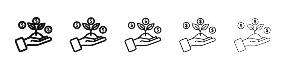 Seed money icon vector outline set illustration sign