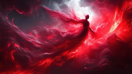 Crimson Nebula: A fiery cosmic being