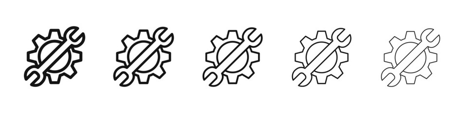 Service tool icon vector outline set illustration sign