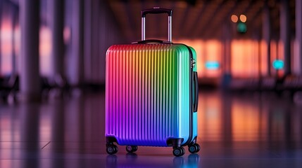 Rainbow luggage airport terminal travel vacation