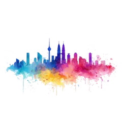 Photo sur Plexiglas Abstract watercolor city skyline