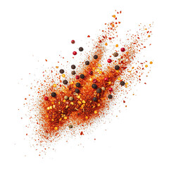 Pile of chili pepper and spices isolated on transparent background