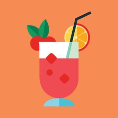 Glass of Juice with Fruits vector illustration of a glass of juice