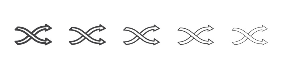 Shuffle icon vector outline set illustration sign