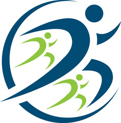 Modern human Running icon  Chiropractic physiotherapy logo design