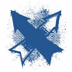 Blue Arrow Graffiti Brick Wall
