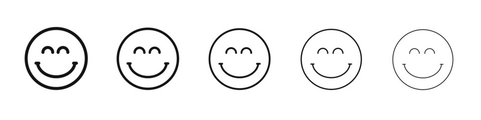 Smile icon vector outline set illustration sign