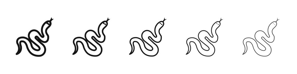 Snake icon vector outline set illustration sign