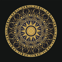Elegant gold mandala design on black background