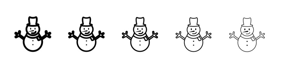 Snowman icon vector outline set illustration sign