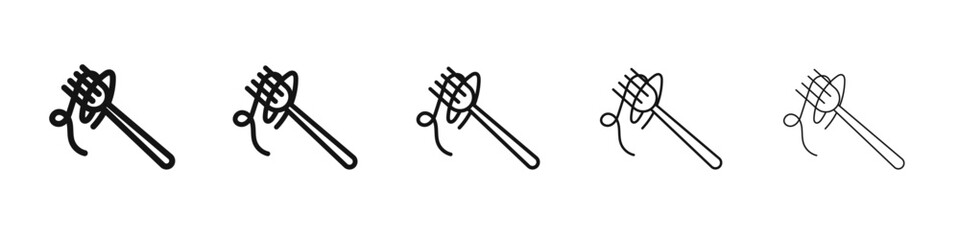 Spaghetti on a fork icon vector outline set illustration sign