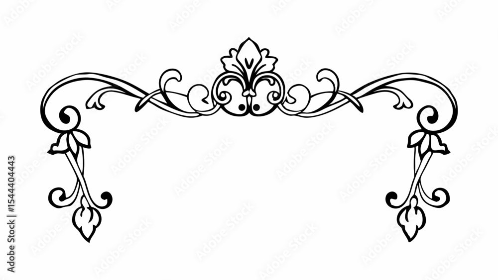 Aufkleber elegant floral border with swirling vines and leaves in a symmetrical design on a white background c