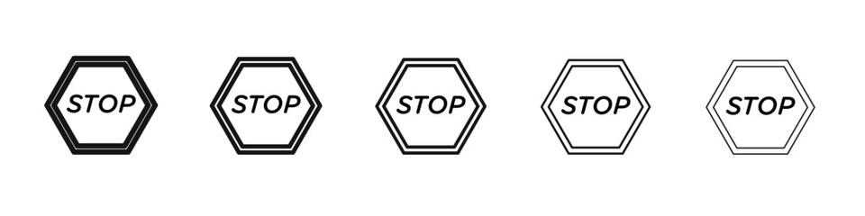 Stop icon vector outline set illustration sign