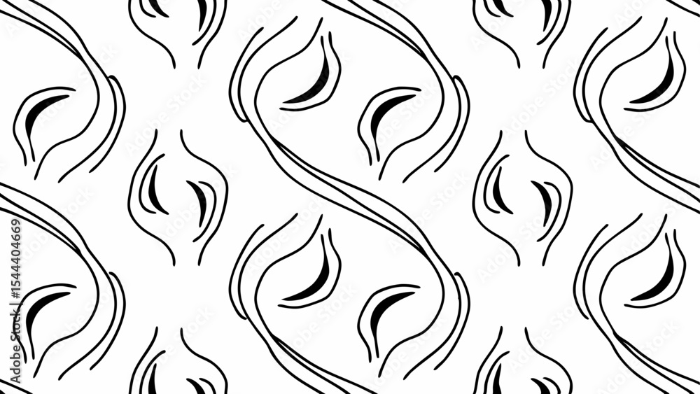 Poster abstract pattern with curved lines and crescent shapes in a repeating symmetrical design format crea