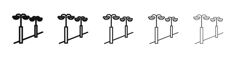 Street lighting icon vector outline set illustration sign