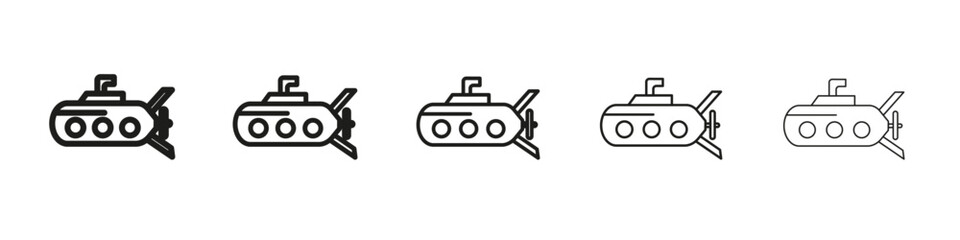 Submarine icon vector outline set illustration sign