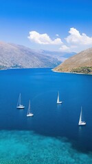 Sailboats on Calm Aegean Sea, Greece