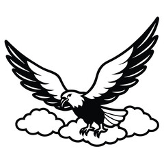 Majestic bald eagle in flight wings fully extended vector design