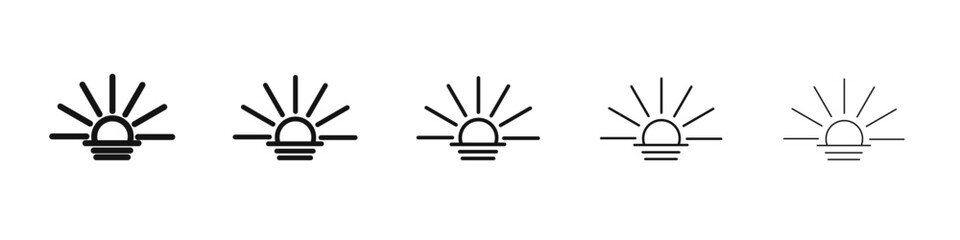 Sunrise icon vector outline set illustration sign