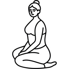 Minimalist line drawing of a seated woman