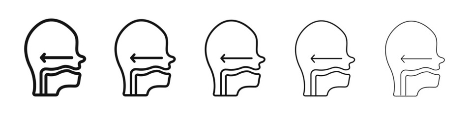 Swallowing reflex icon vector outline set illustration sign