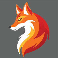 Stylized red fox head and neck portrait for banner or advertisement