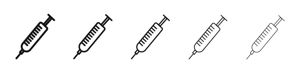 Syringe icon vector outline set illustration sign