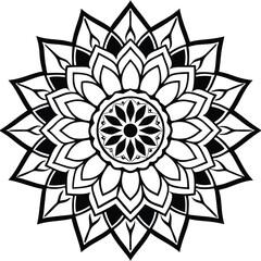 Intricate black and white mandala design illustration