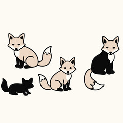 Five adorable cartoon foxes banner advertisement design
